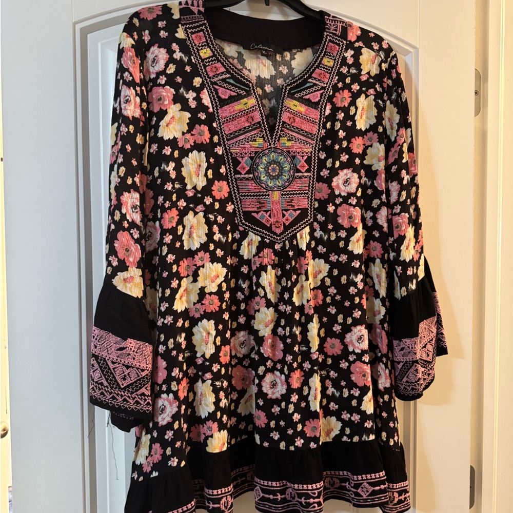 Black and Pink Floral Tunic
